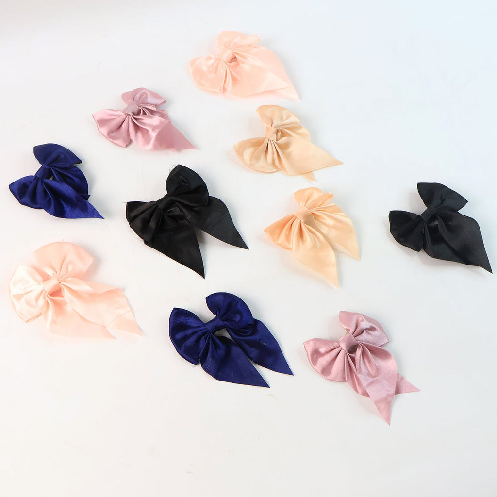 Premium Satin Bow Hair Clip Set for Girls and Women  (10 pc)